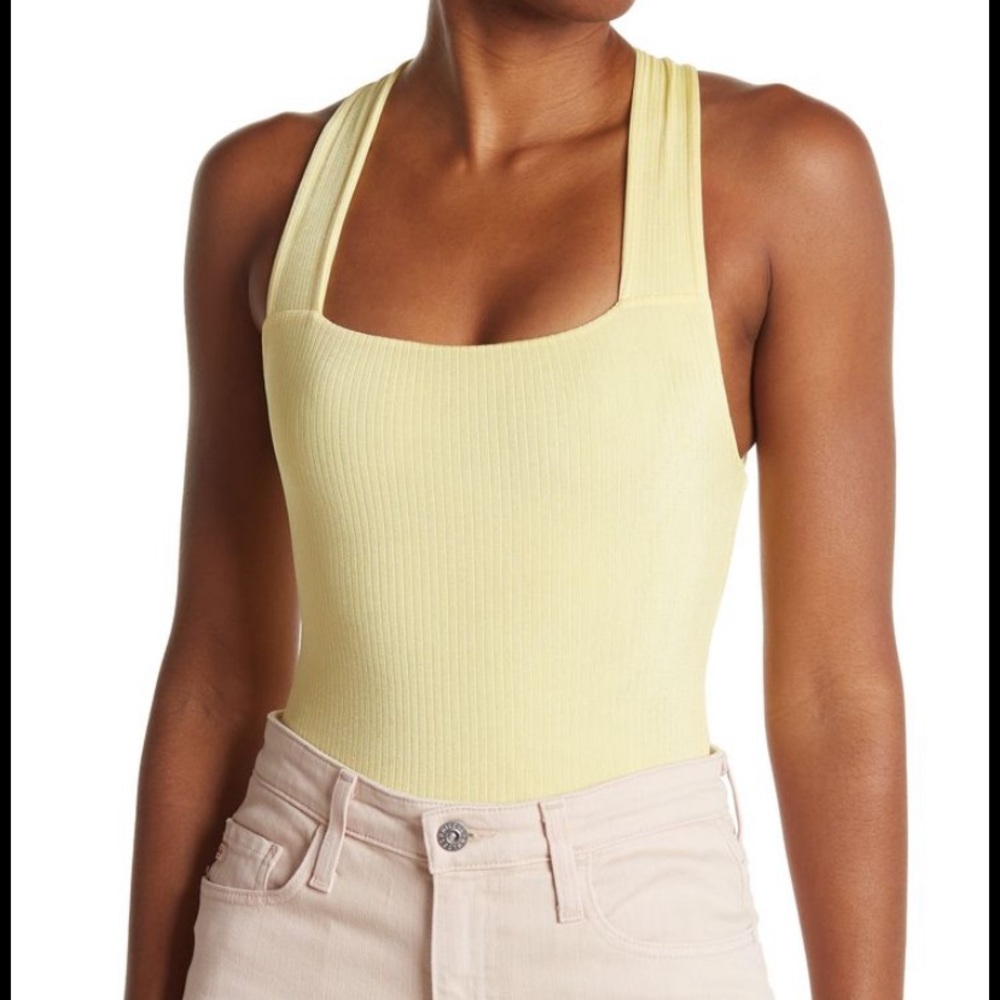 Wayf criss cross strap yellow bodysuit